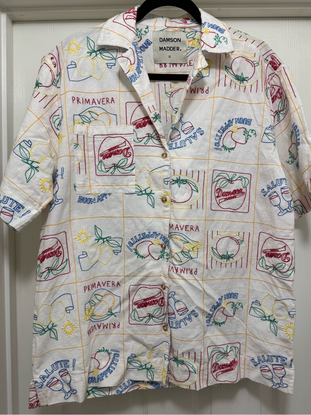 Damson Madder "Buon Appetito" Embroidered Shirt
